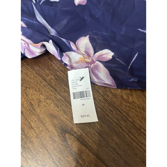 Lane Bryant Blue Floral Purple Dress Women’s Size 26 - Picture 5 of 12